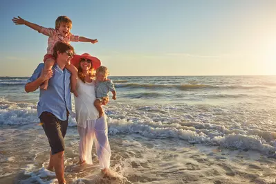 family on beach