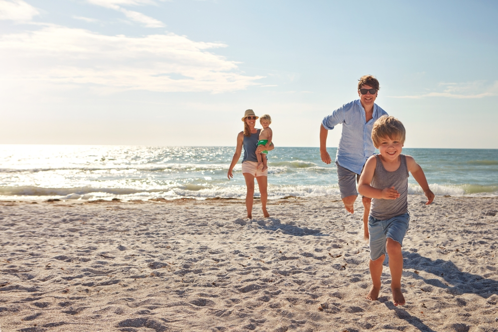 family at beach