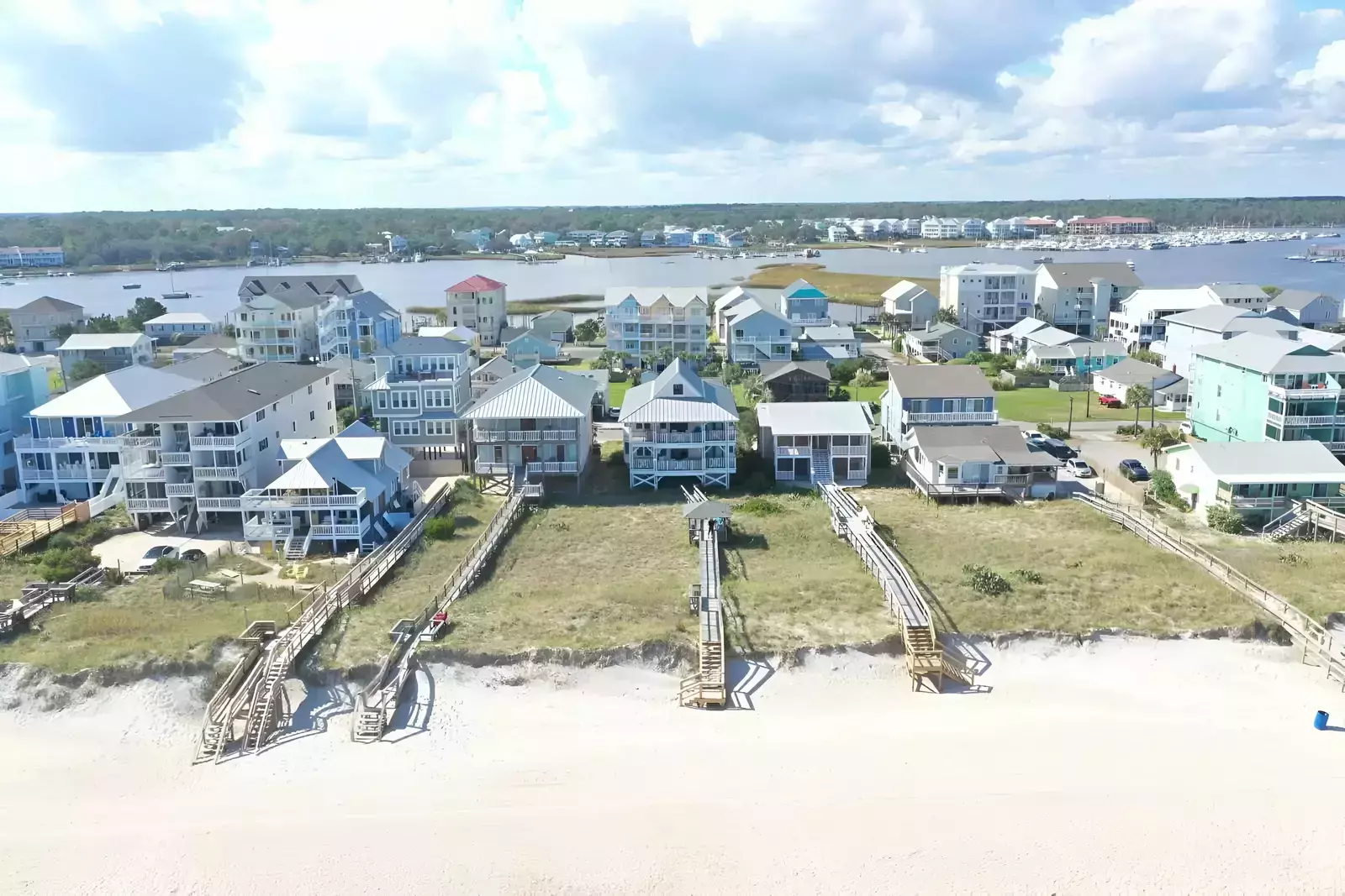 aerial view of vacation beach homes