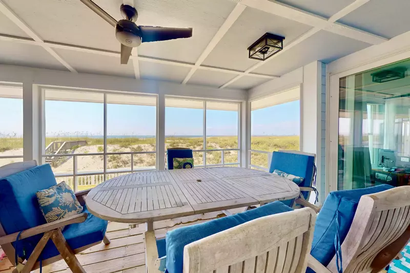 Chat the evening away without the bugs on the screened in porch