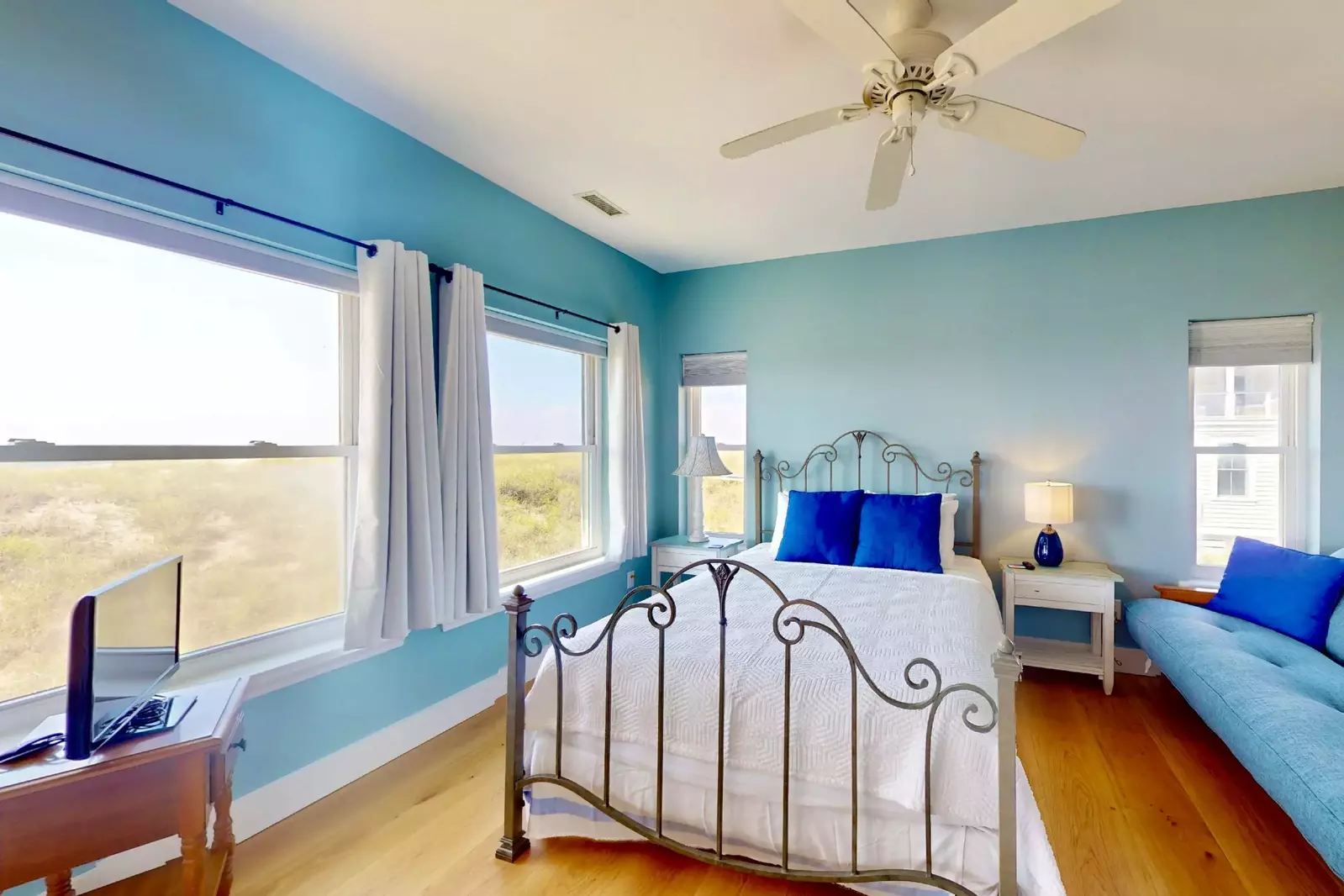 The second suite offers four windows to take in the breathtaking island