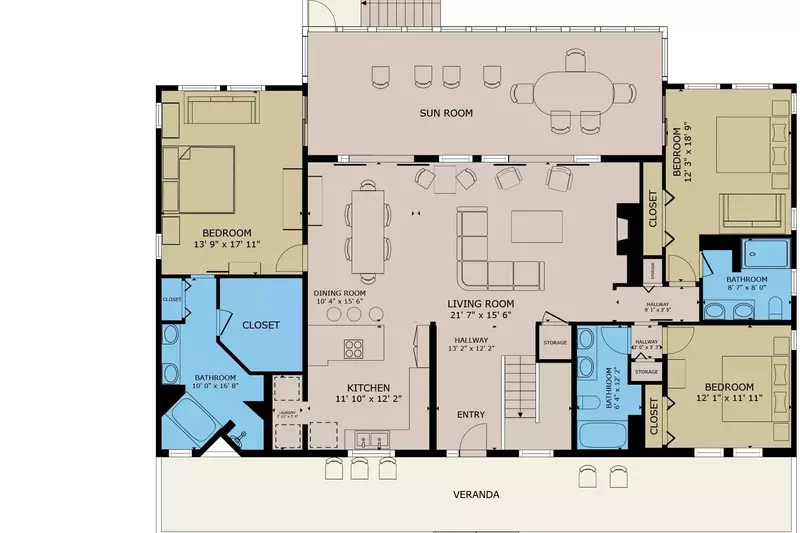 The 1st floor has 3 owner suites and the main living space with easy access to the beach and great ocean views from most anywhere