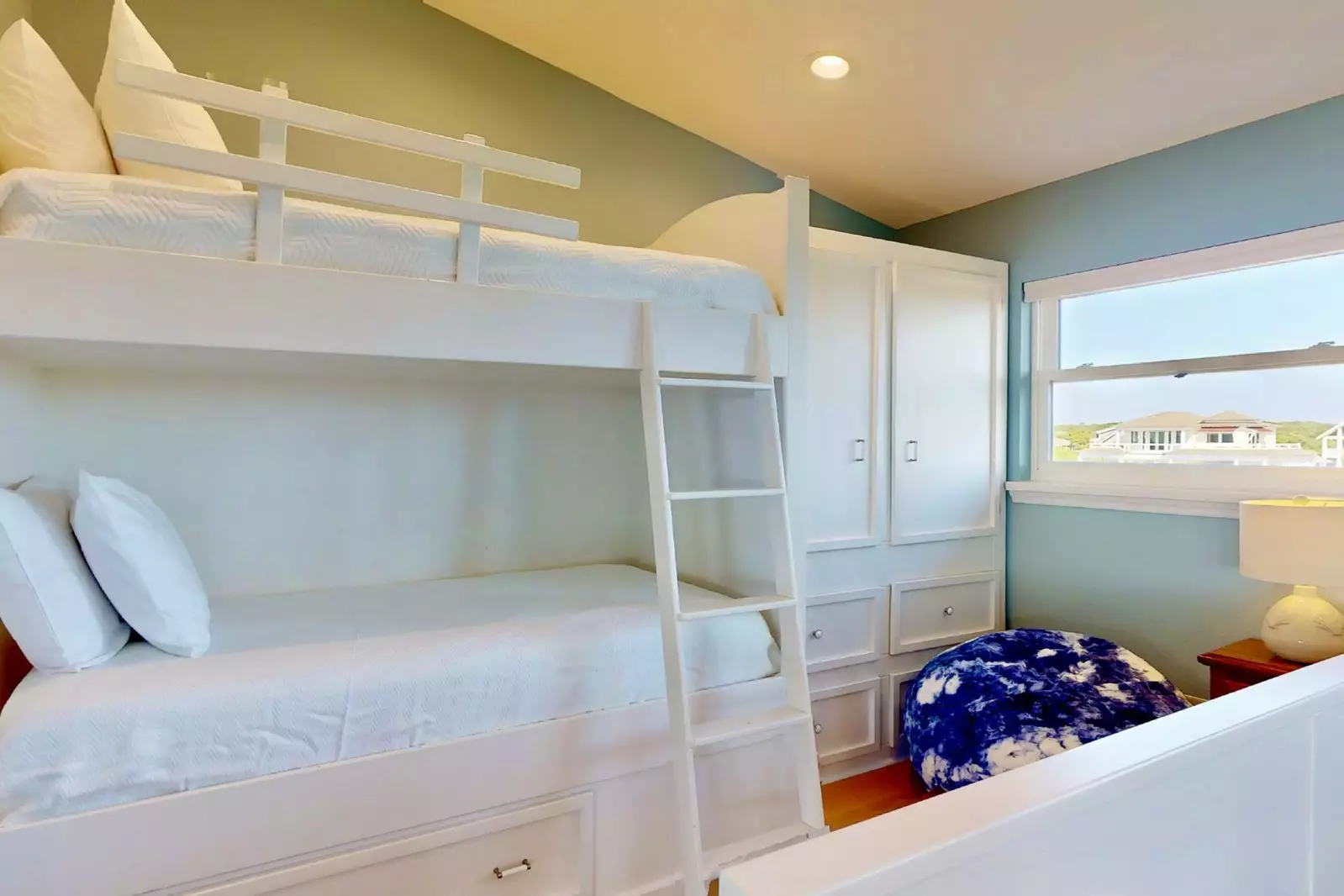 The cozy built-in twin bunks are great for kids or teens