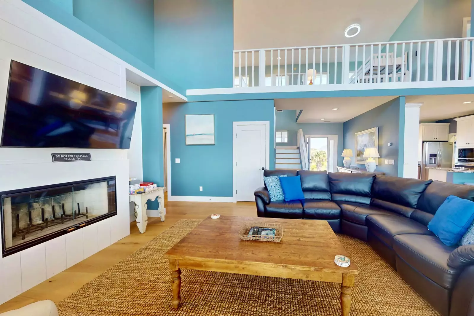 Kick back and watch the game, or your favorite show, in the main living area