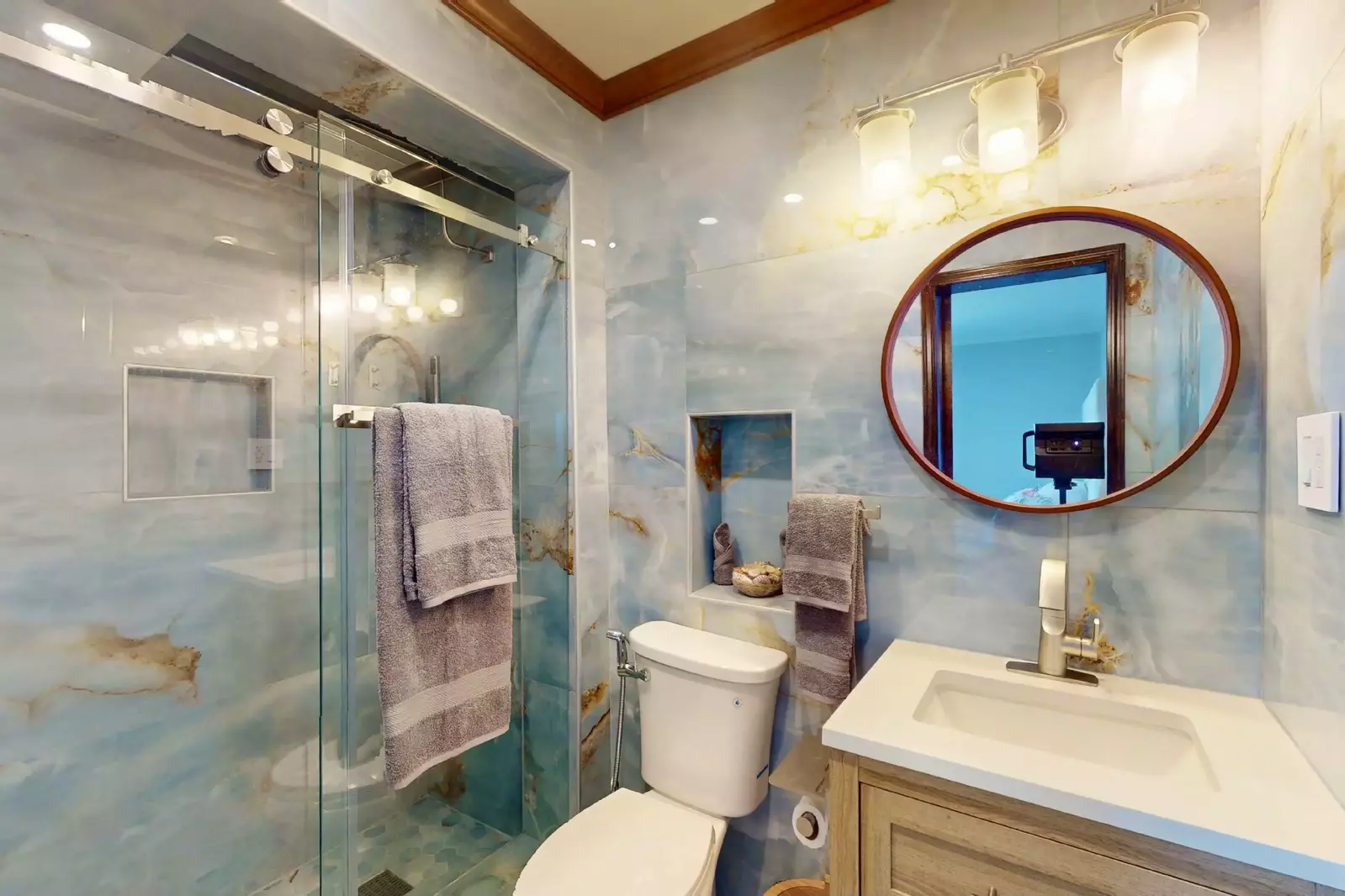 The bathrooms at Beach Nest look like you're staying at a 5 star hotel