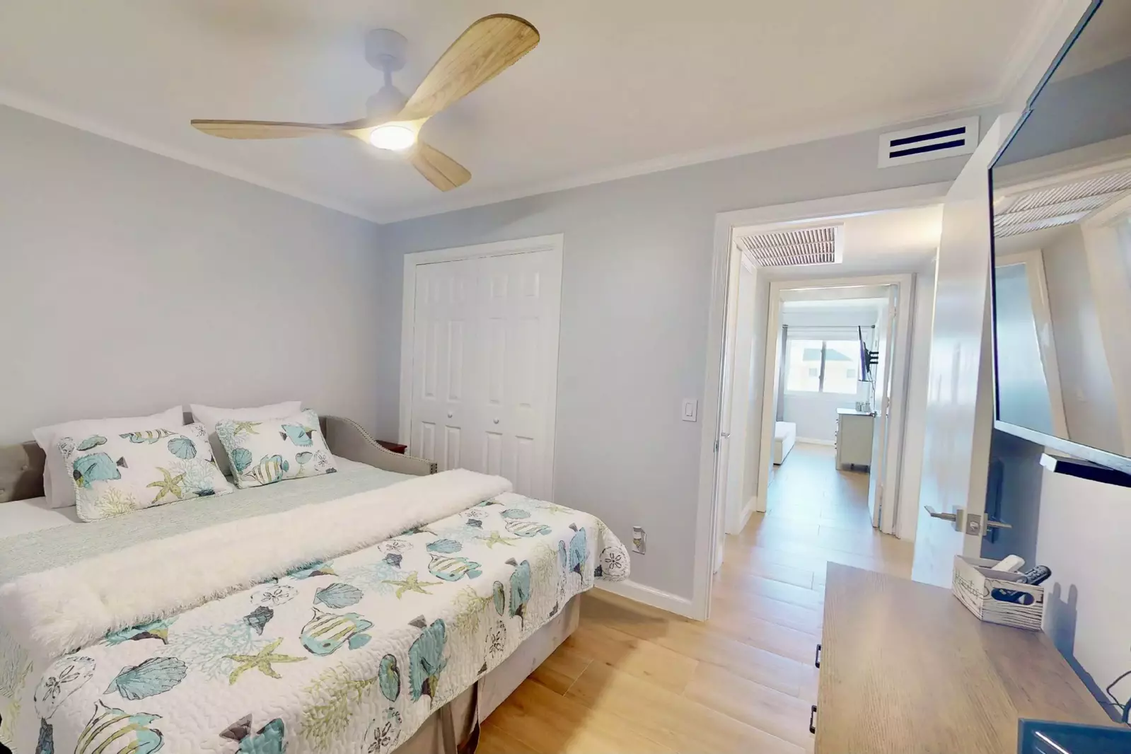 The second bedroom has a King bed that can also be made into a twin