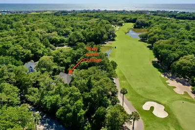 A quick walk to the nearby golf course