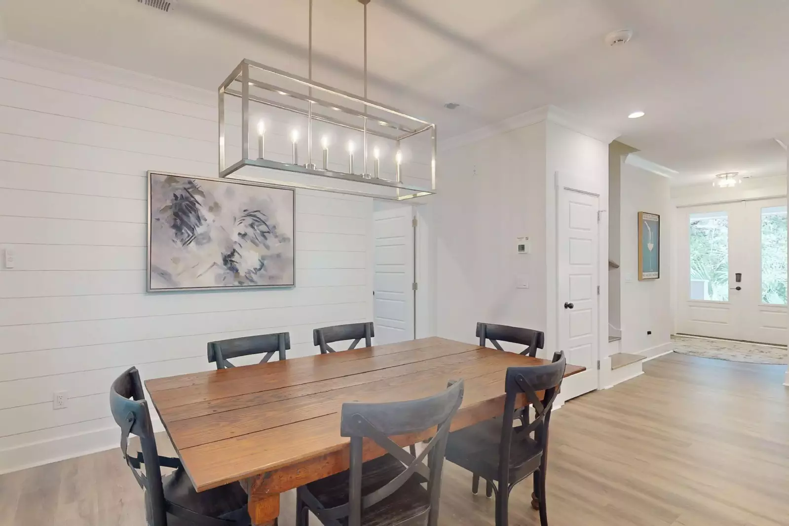 Gather for family dinners or game night at the large dining table