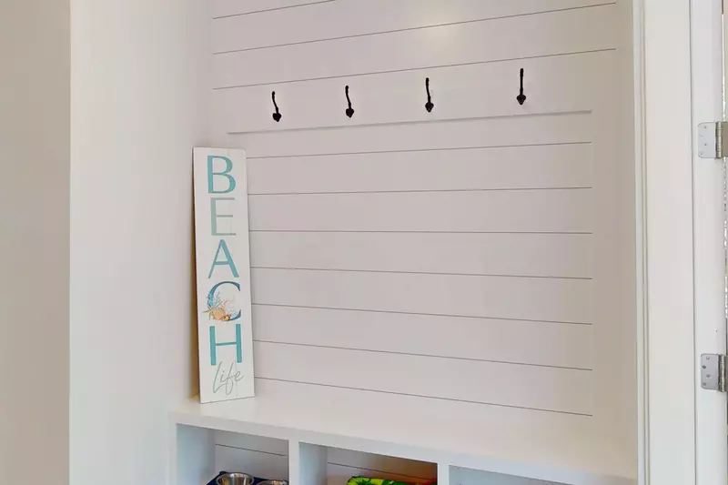 A perfect spot just inside the front door to hang towels, leashes or jackets