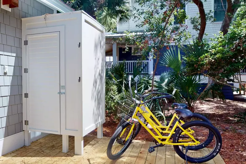 An outdoor shower lets you wash away the sand and surf and you'll love cruising around the island on these bikes!