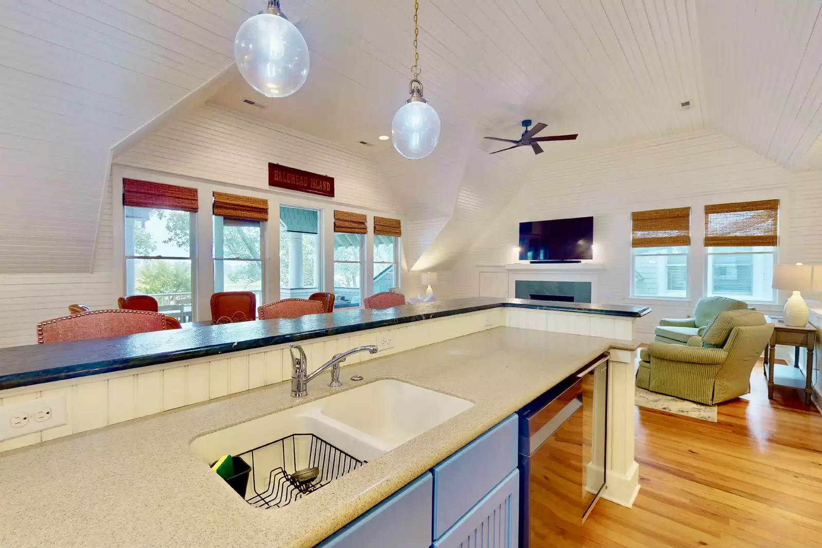 Take in the view or watch the game while working in this open concept kitchen