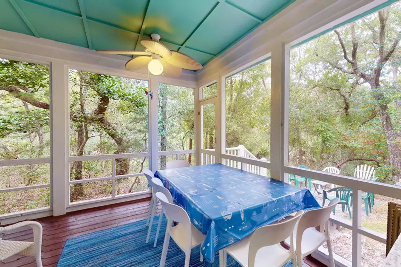 The screened porch will quickly become a family favorite hang out spot