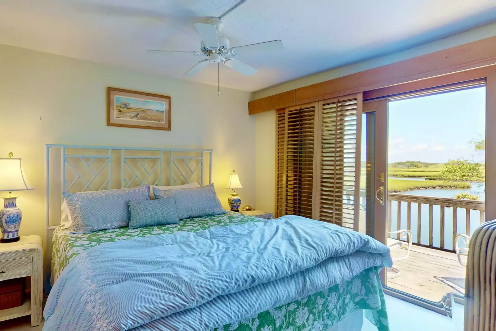 The owner's suite has a king bed, en-suite bathroom and private access to the deck.