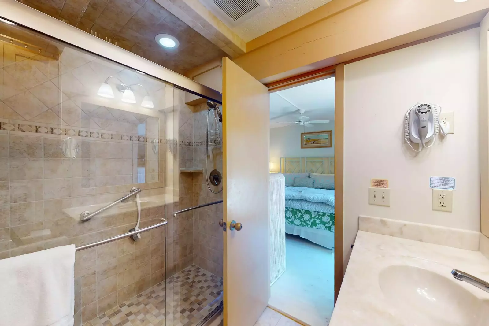 The spacious en-suite walk in shower
