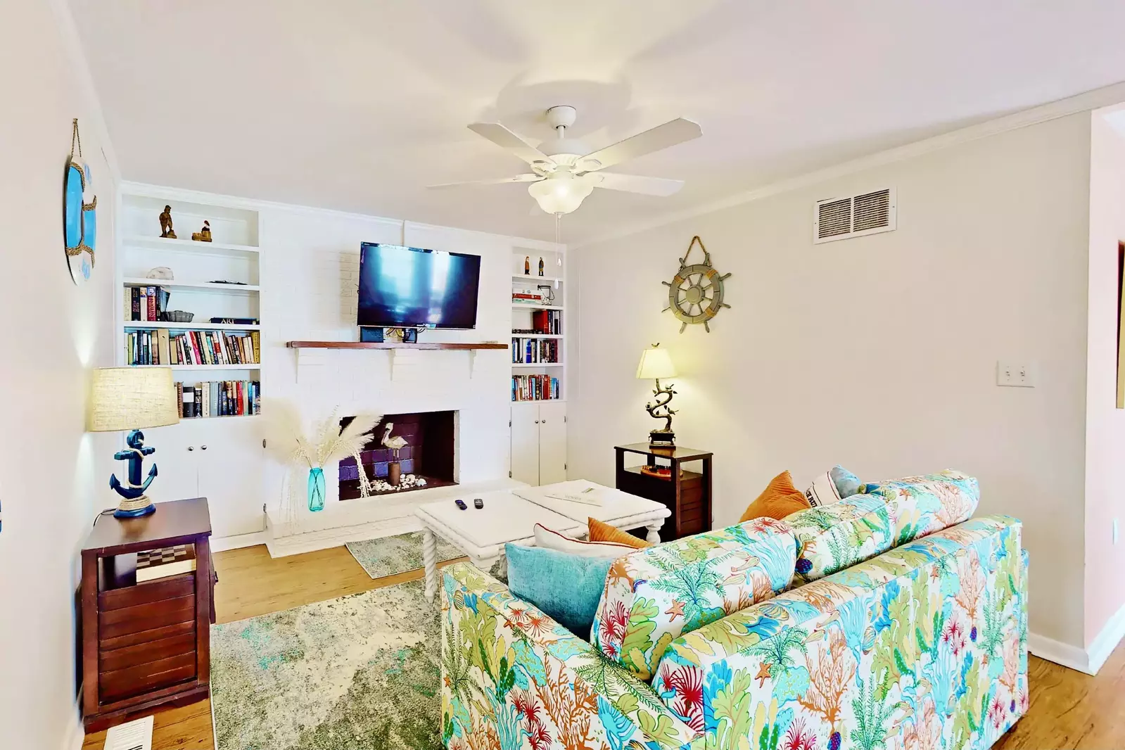 Relax in this cozy living room with a good book or catching your favorite show