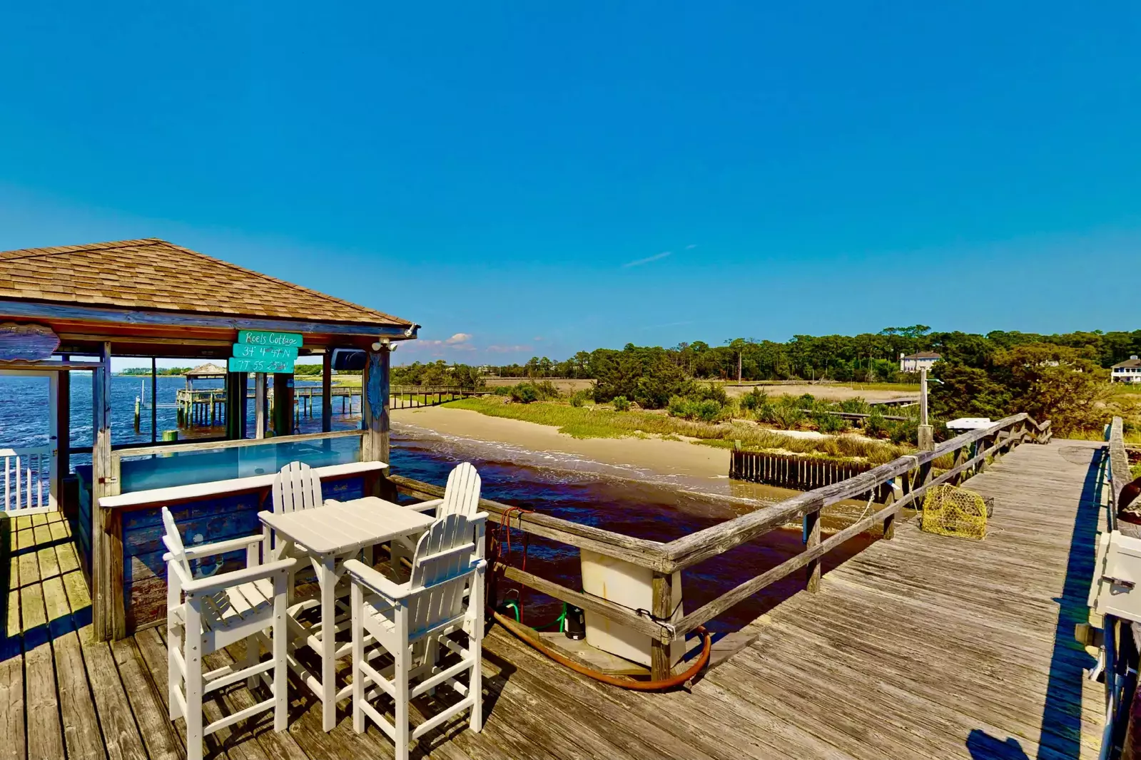 Enjoy a bite to eat on the private dock