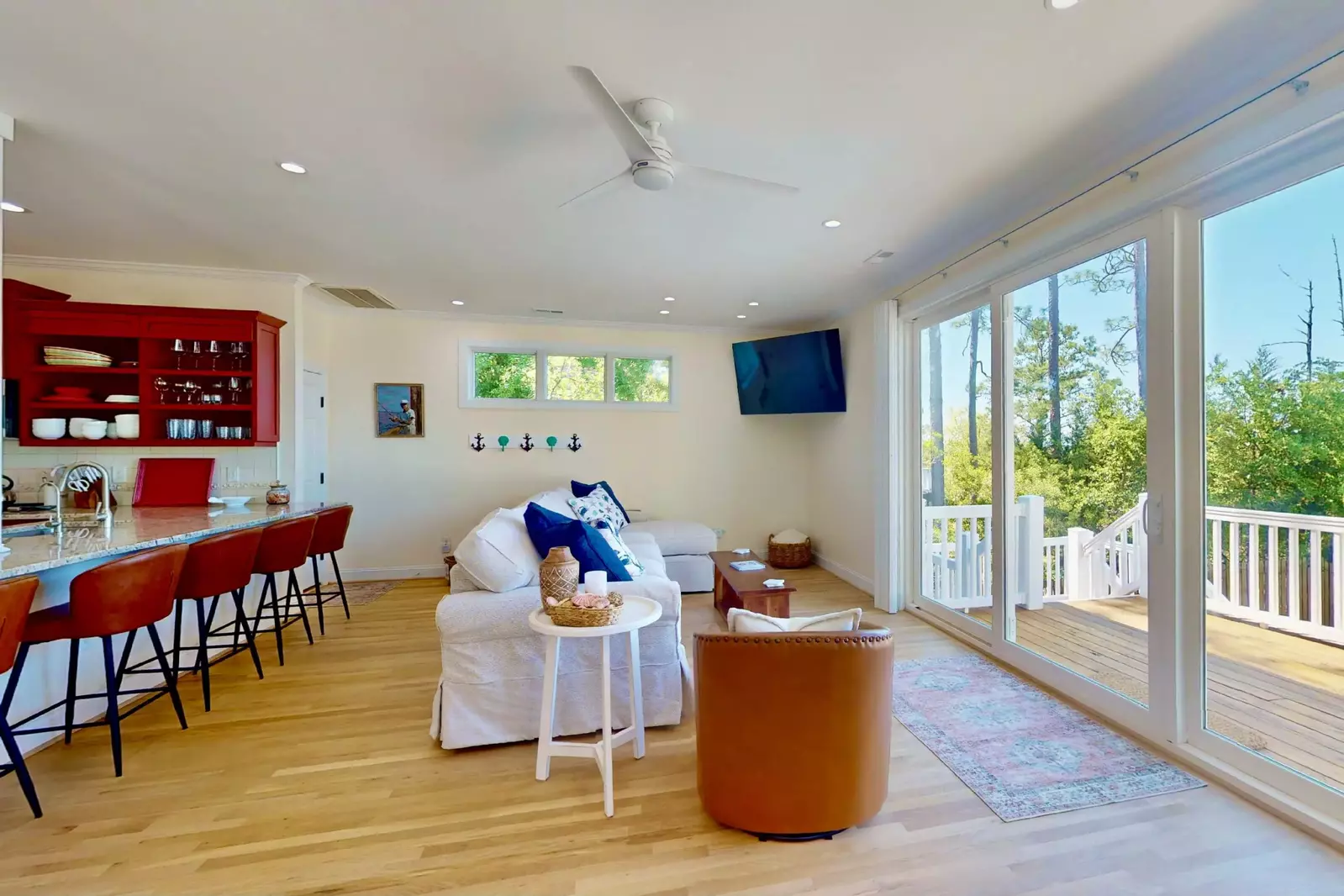 Relax in this newly remodeled condo with river and pool views