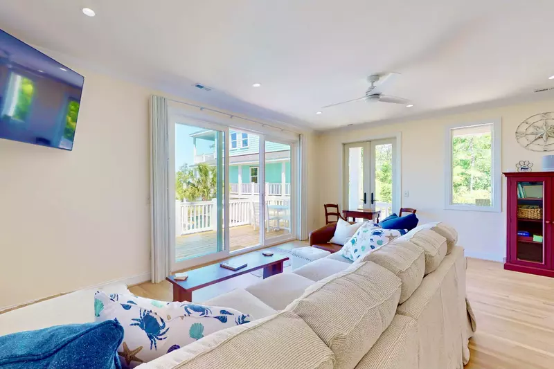 This brand new couch features a pullout queen bed