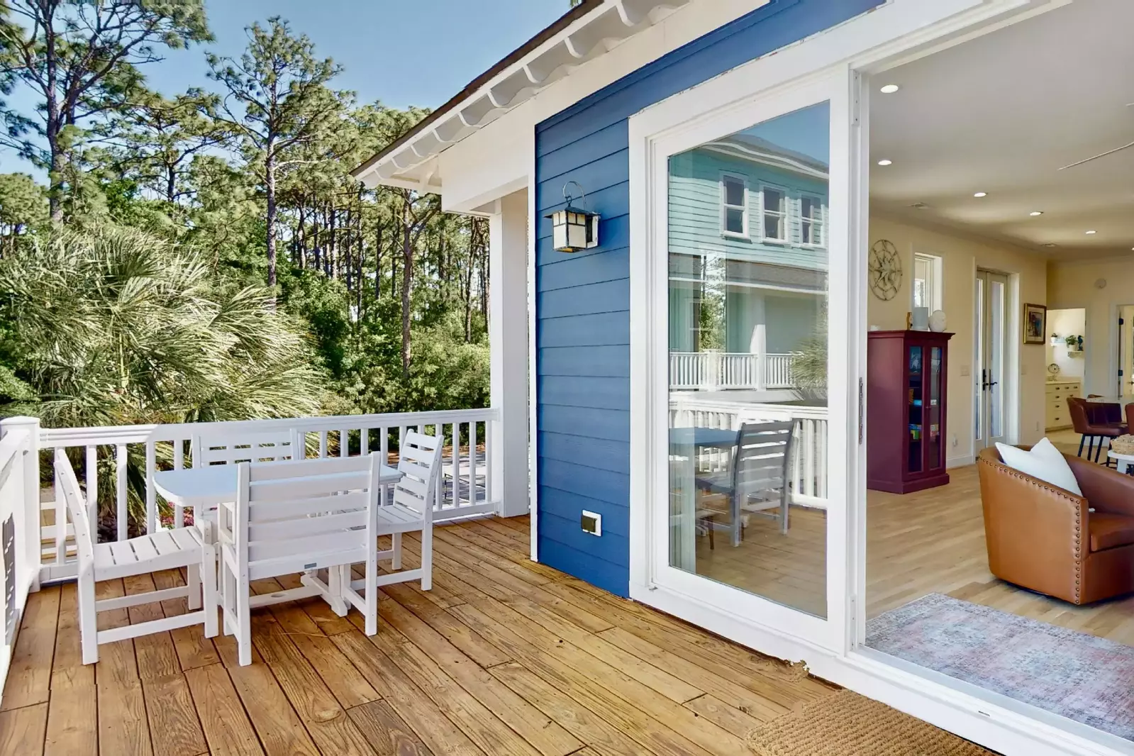 New deck furniture is ready for use just outside the large sliding glass door