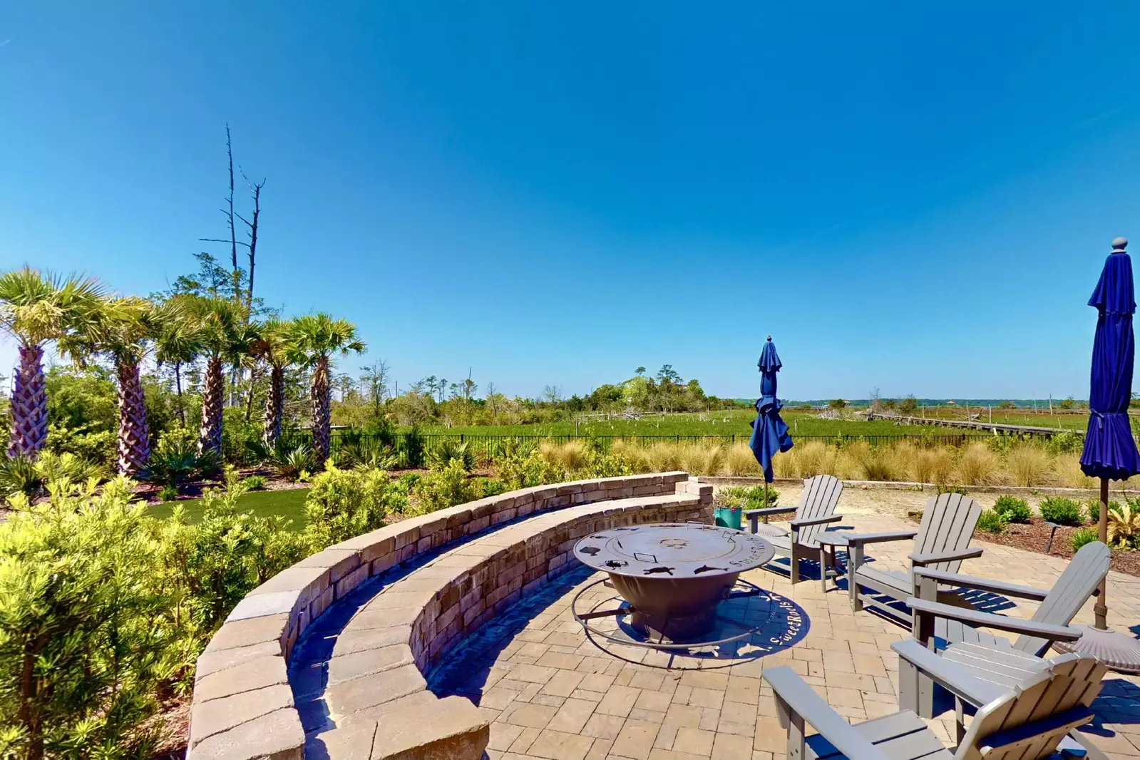 Warm up by the fire pit on a chilly night