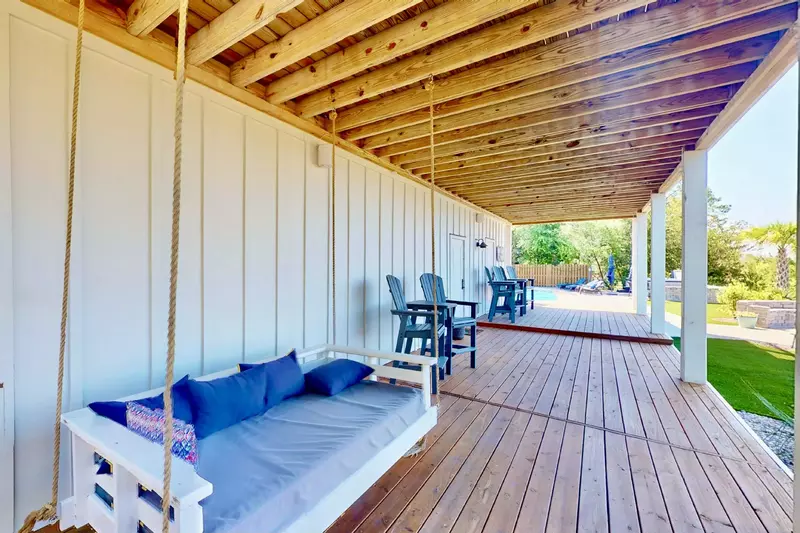 The perfect nap spot is on this twin bed size porch swing