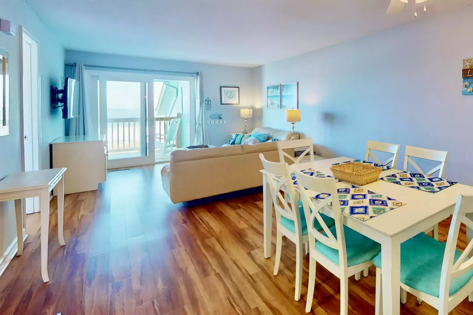 Open concept living and dining area