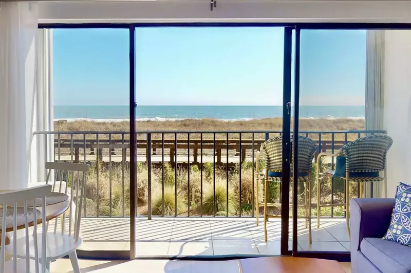 Enjoy the ocean views from the couch, dining table or balcony in this condo!
