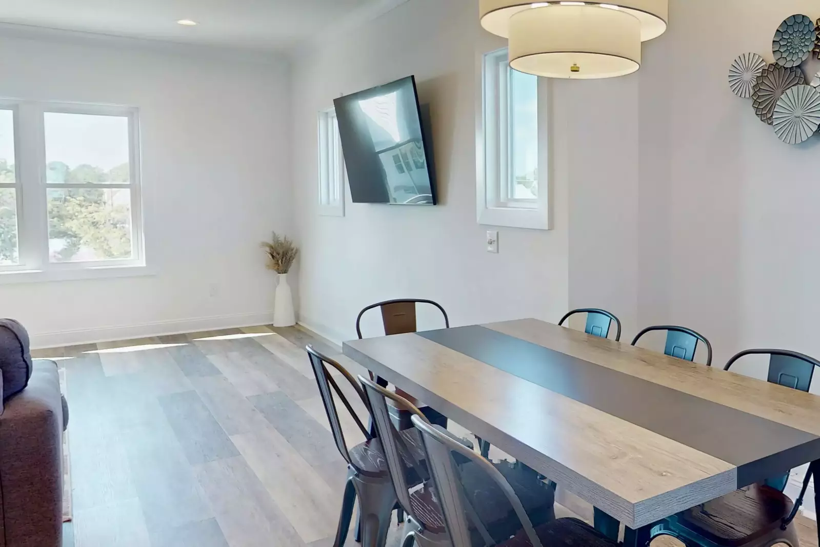 Dining table has seating for 8