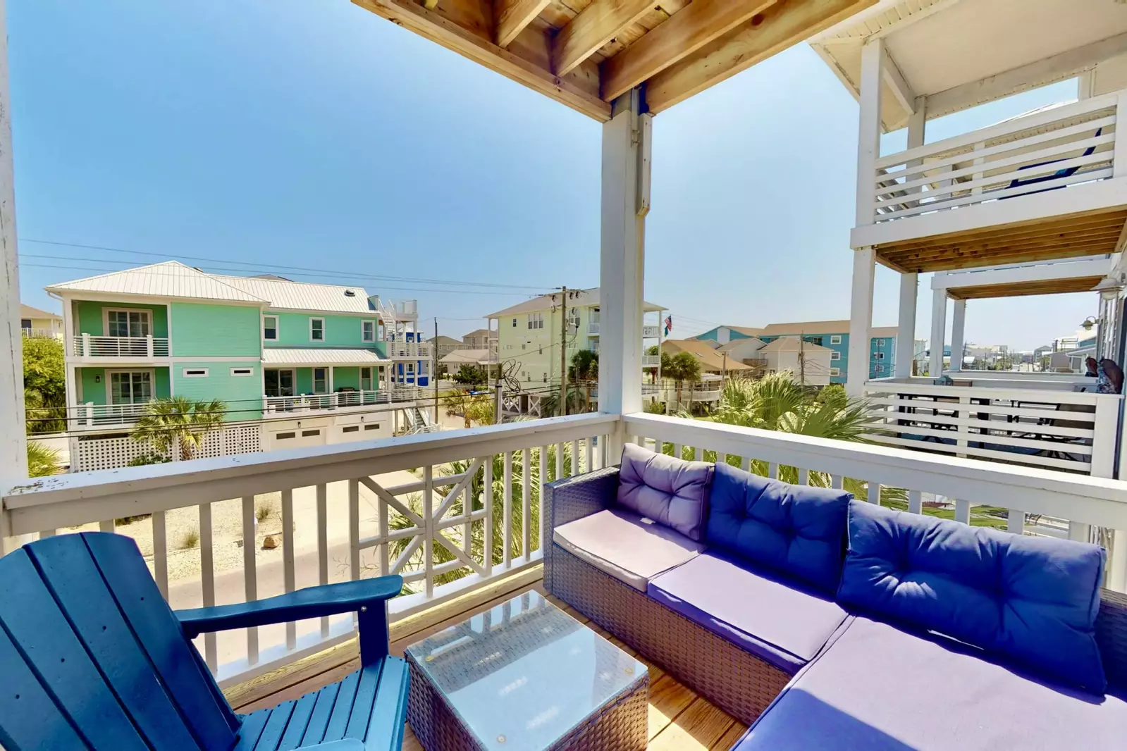 Enjoy the covered deck with multiple seating options