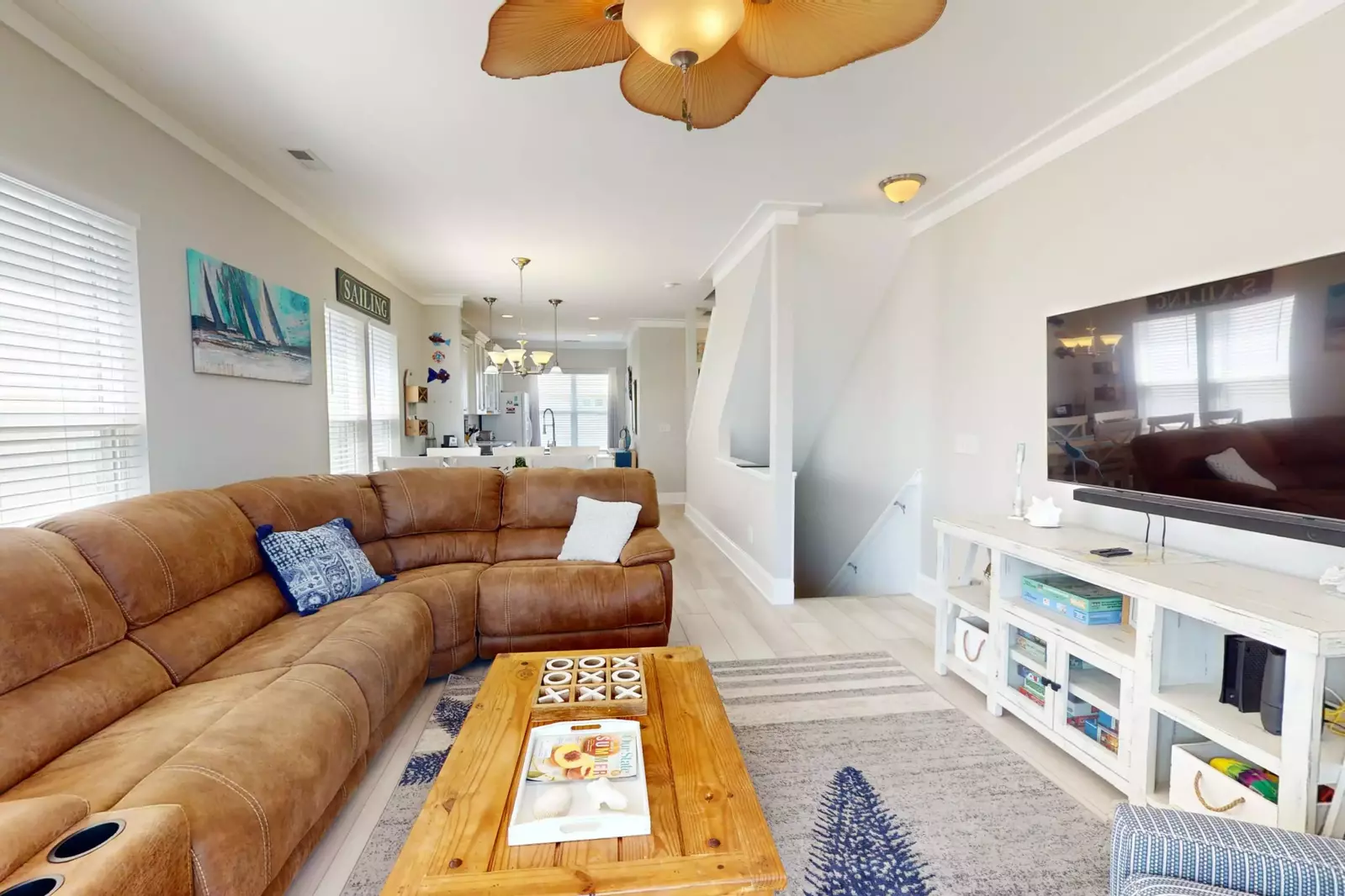 Open concept kitchen, dining and living room