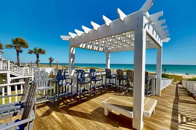 The SeaWatch community beach access has a large seating area perfect to watch the morning sunrises at.