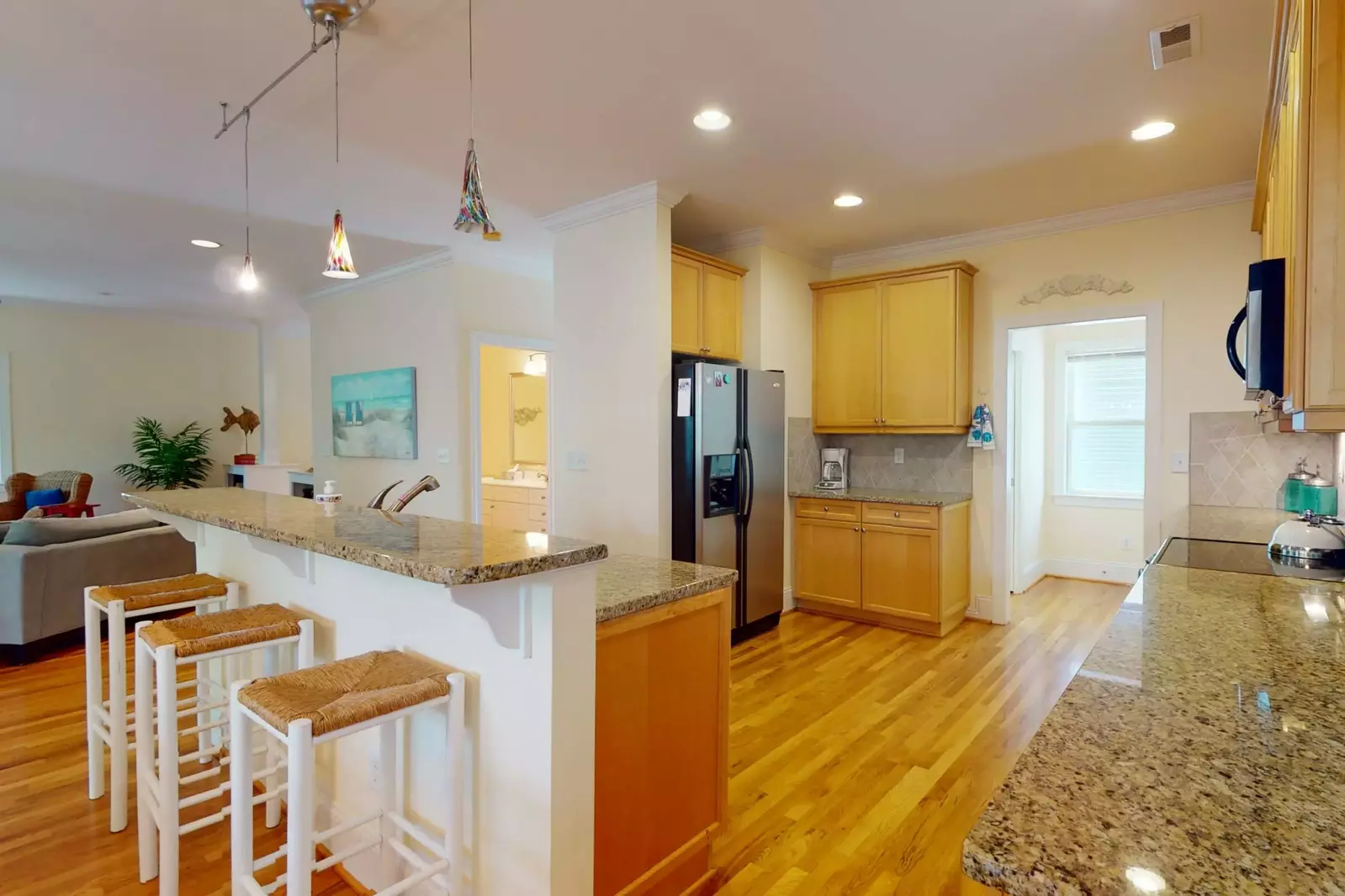 The 2nd floor living space features an open floor plan, with plenty of seating for everyone