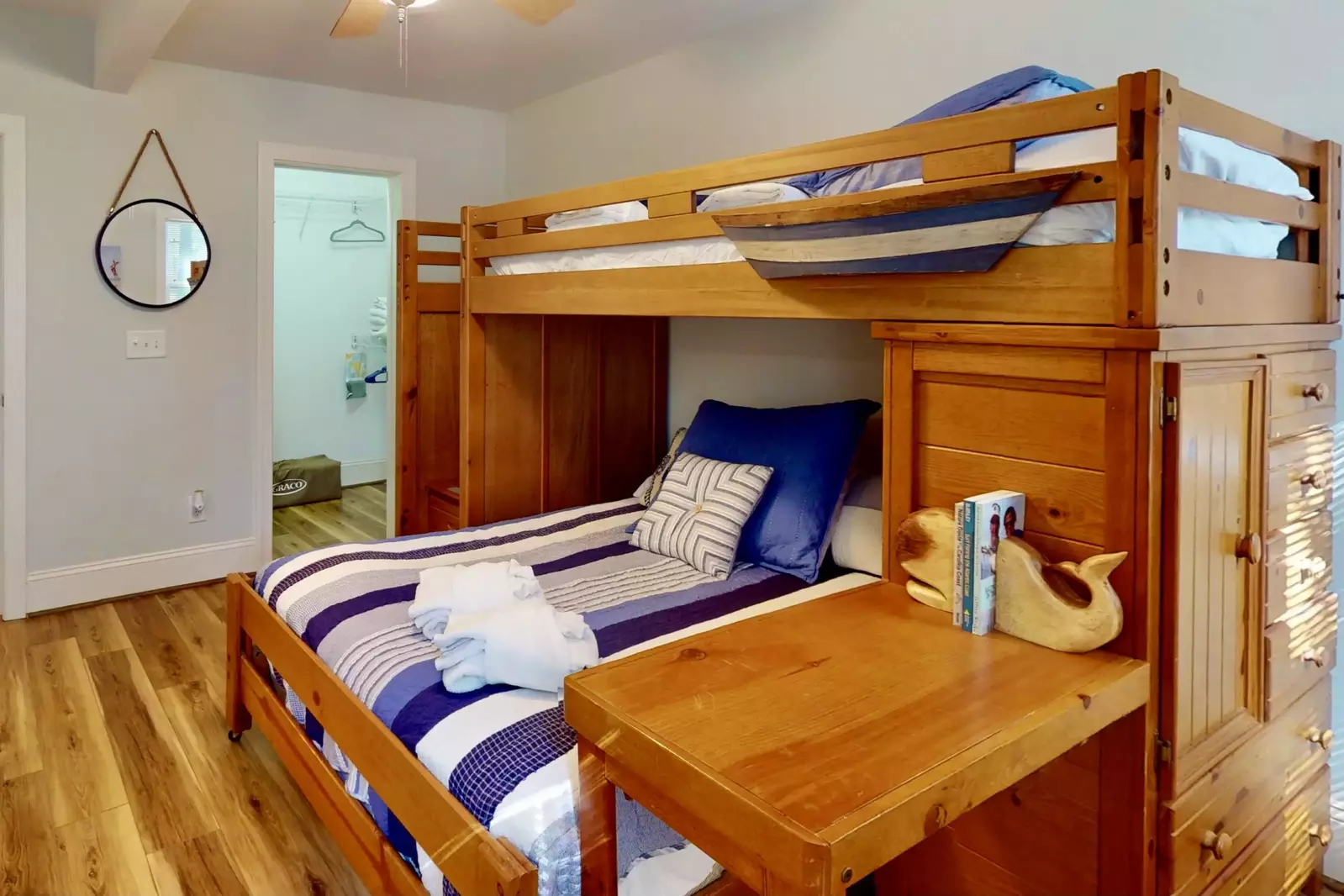 1st floor bunk bedroom, full on bottom and twin on top.