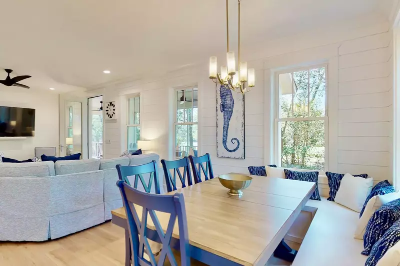 The dining area has great views and seating for 8 or more