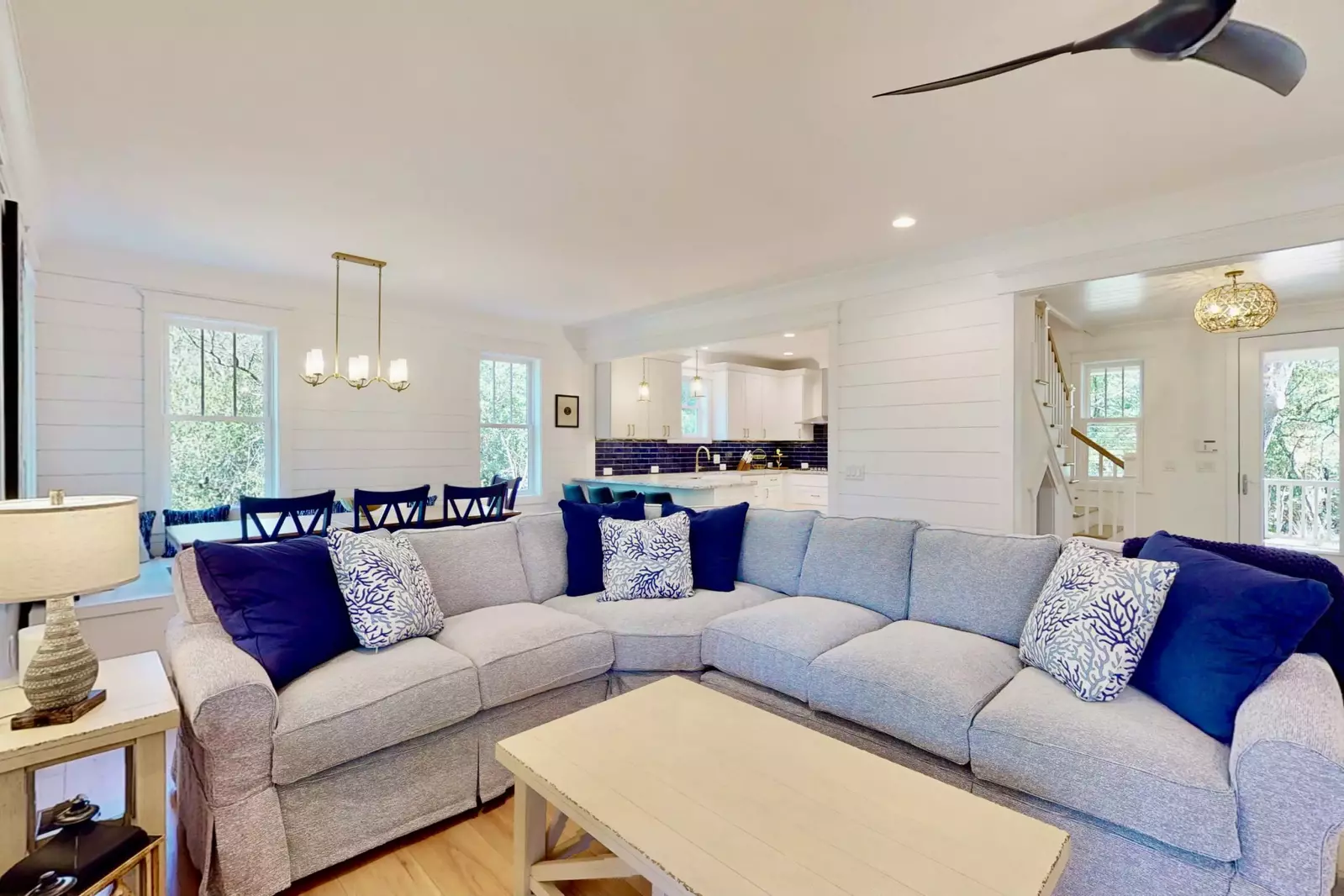 Relax on the huge living room sofa