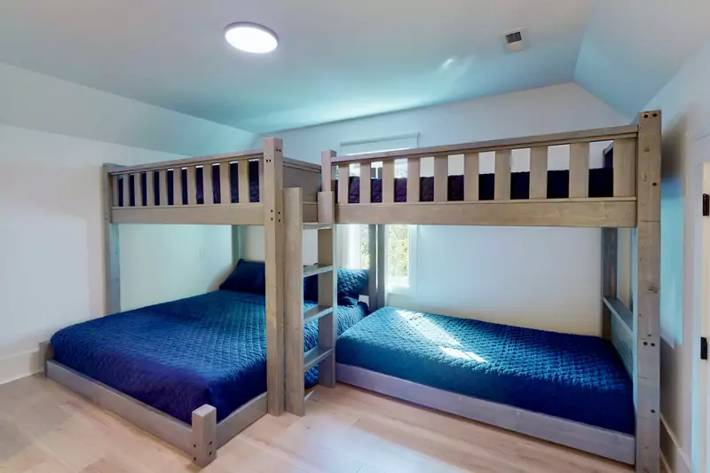 The bunk room has a Queen over King and twin bunks for many different sleeping options