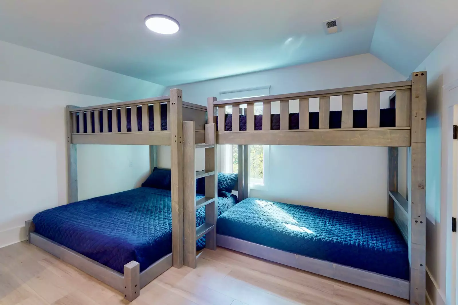 The bunk room has a Queen over King and twin bunks for many different sleeping options