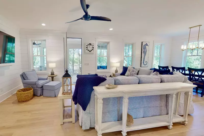 Living area has direct access to large covered deck