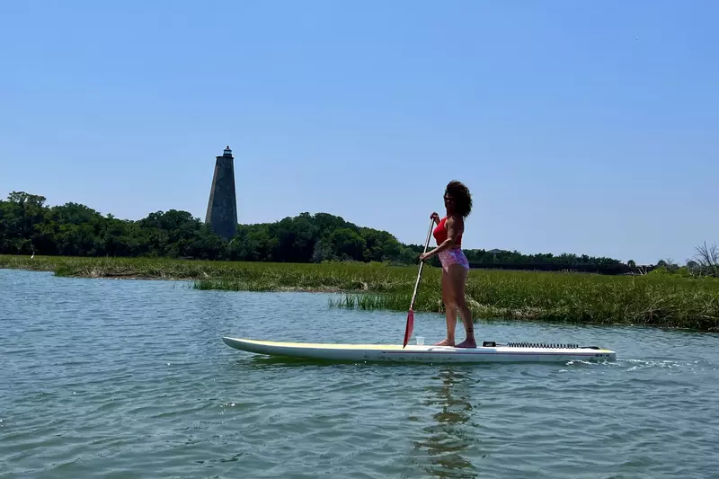 Stand up paddle board with a view of Old Baldy