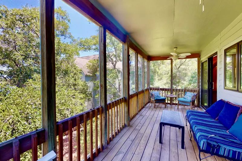 The large porch has space for everyone