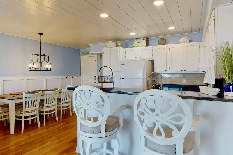 Extra seating can be found at the bartop