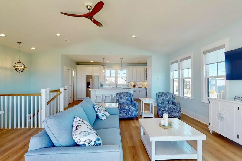 Stylish beach theme in the main living area