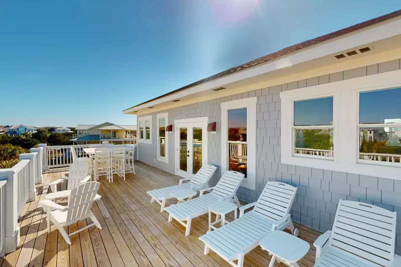 The top deck has plenty of seating options for a meal, sun or to read a book