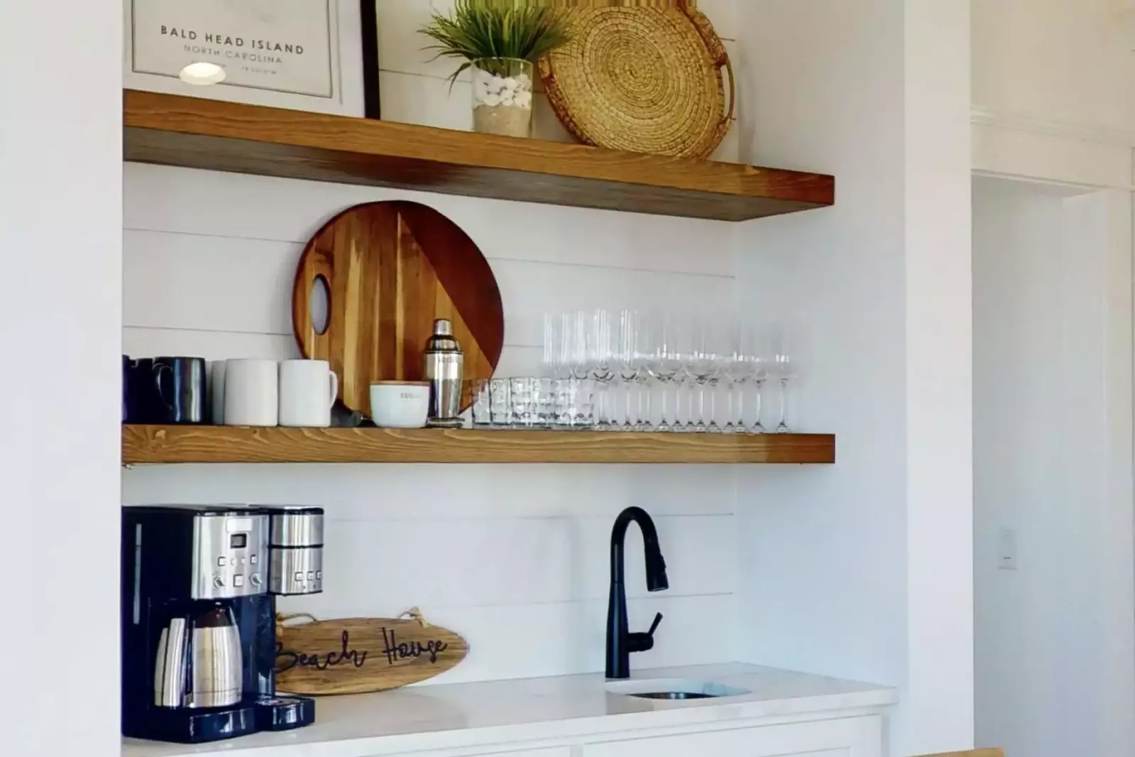 There is a large wet bar and coffee bar available