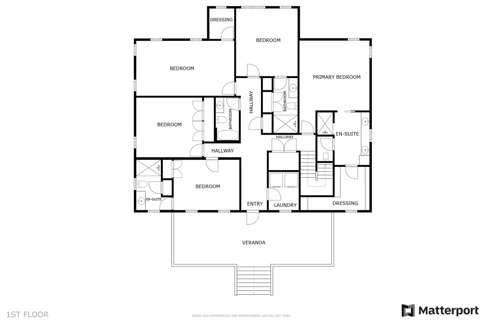 The 1st floor has all the bedrooms with 3 en-suite bathrooms, a large bunk room and laundry