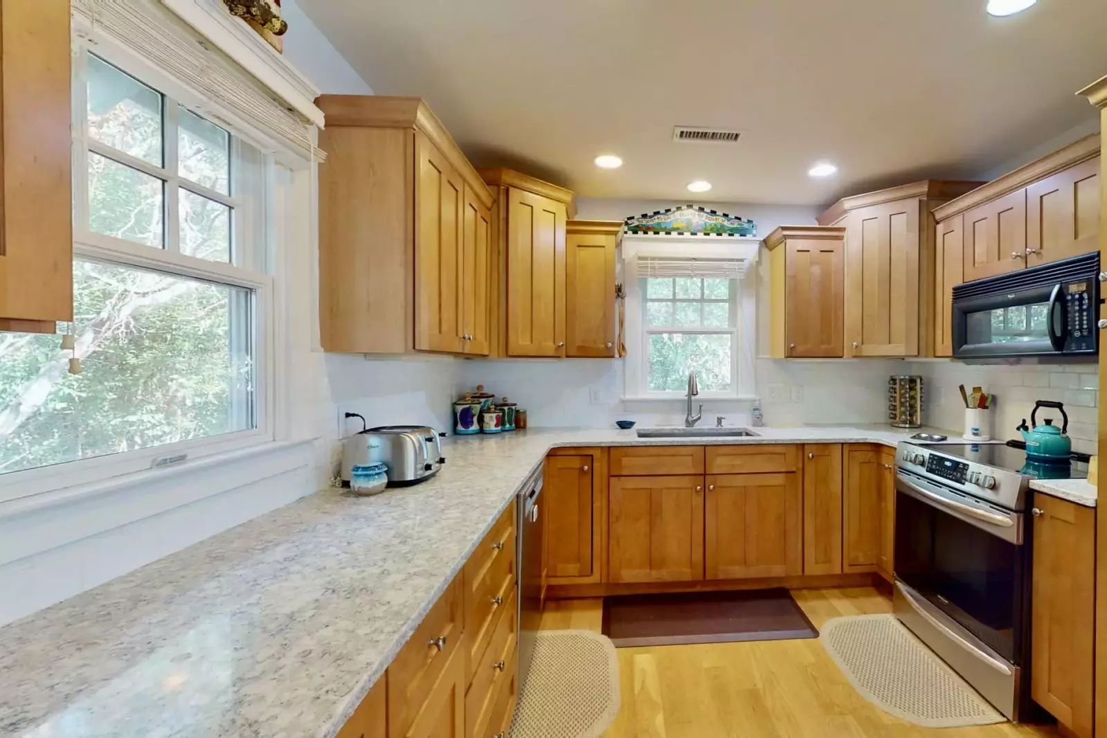 There is plenty of counter space for meal prep in the kitchen