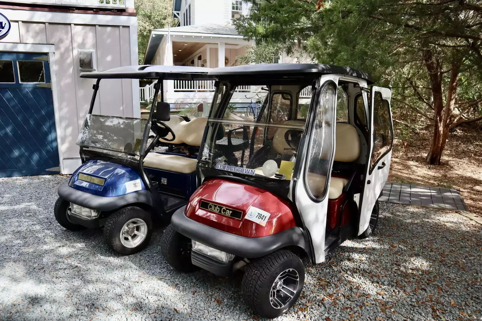 Stella Maris has 3 newer 4 seat carts. 2 pictured here