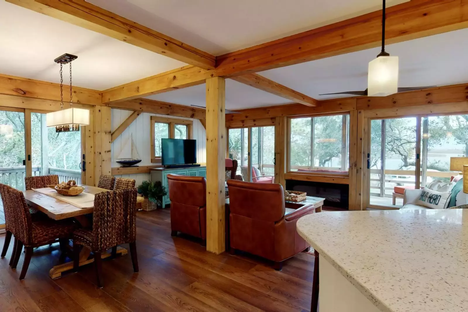 The timber interior provides warmth and a sense of relaxation