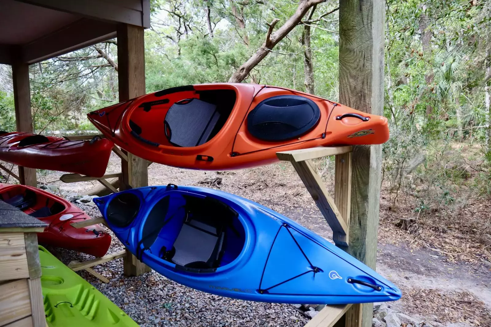 2 new one passenger kayaks available with paddles and life jackets (the other kayaks are for unit A)