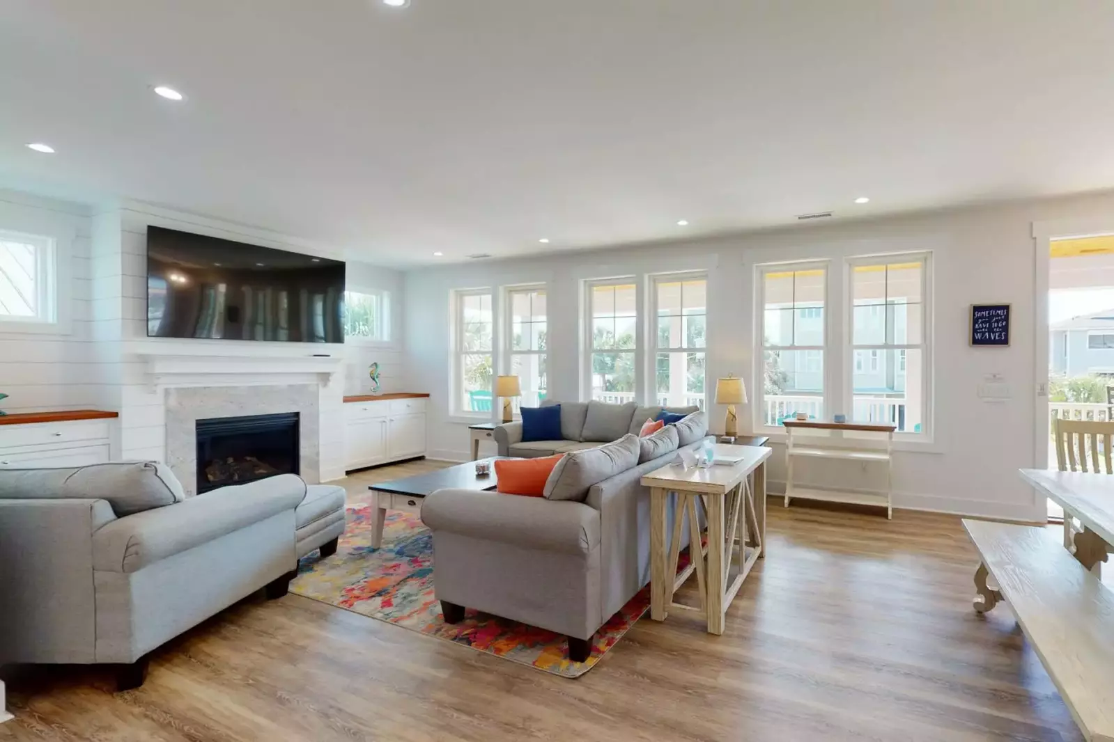 Relax on the comfy sofas while watching the big game on the giant smart TV